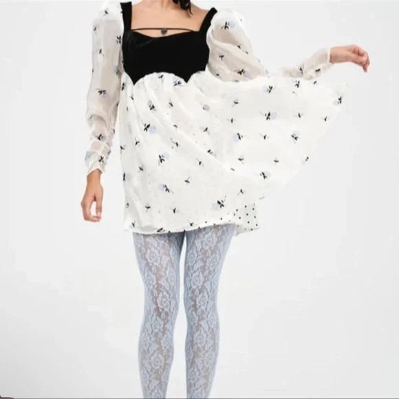 NWT For Love And Lemons Black and White Mini Dress “Snow White dress” - Picture 6 of 13